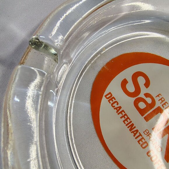 Vintage Sanka Ashtrays Glass 4 Inch Round Lot of 2 Different Advertising Labels - Picture 12 of 16